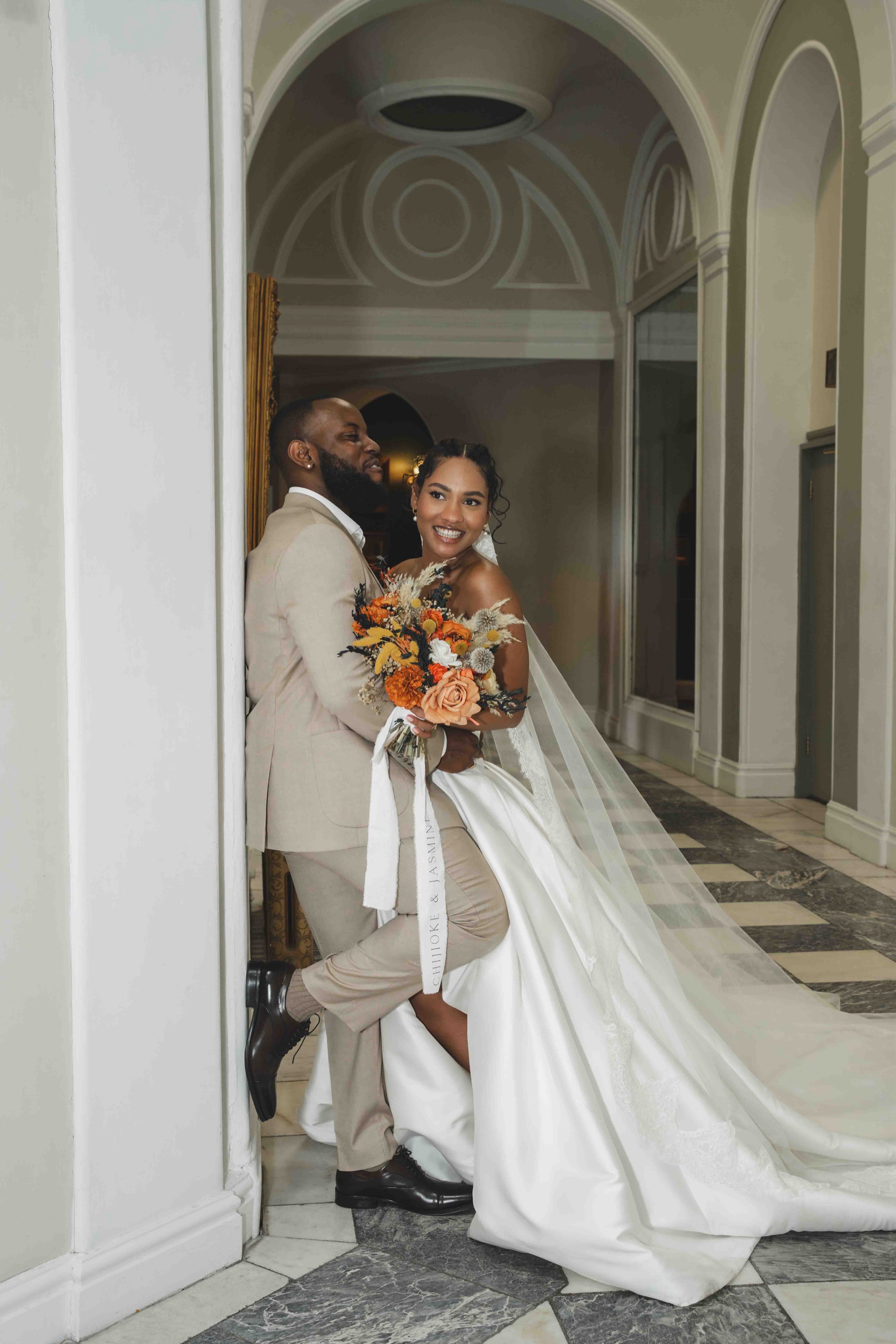 Wedding group photo — family and friends gathered together