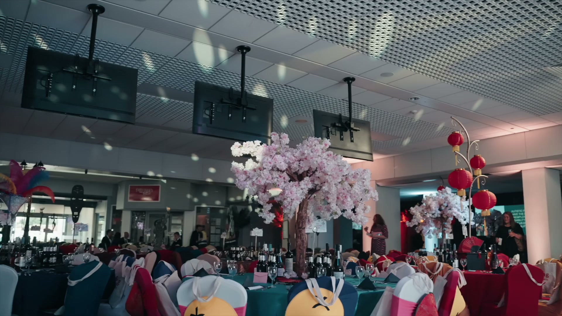 Corporate video production crew setting up for a business shoot